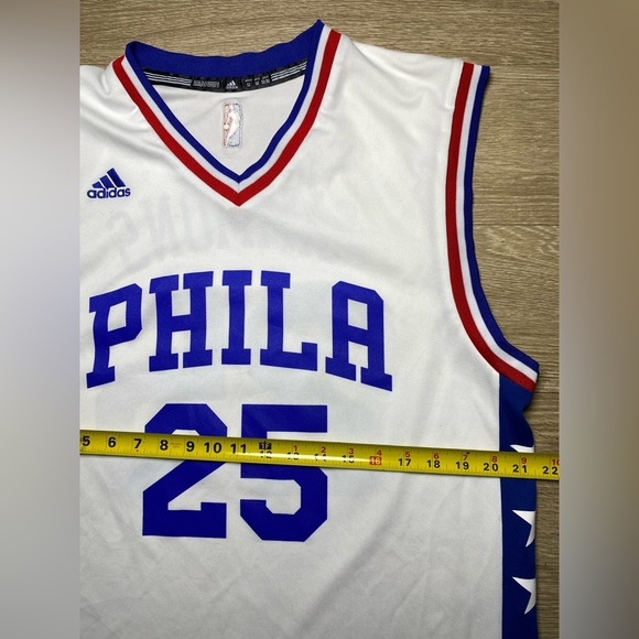 Men Size MEDIUM Adidas Ben Simmons Philadelphia 76ers NBA White Jersey Pre-Owned - Picture 6 of 11